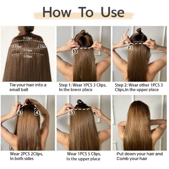 White Straight Beauty Full Head Clip in Extension main image 4